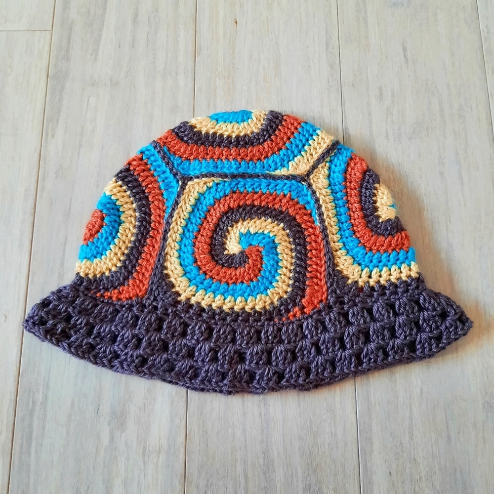 Psychedelic Crochet Swirl Bucket Hat